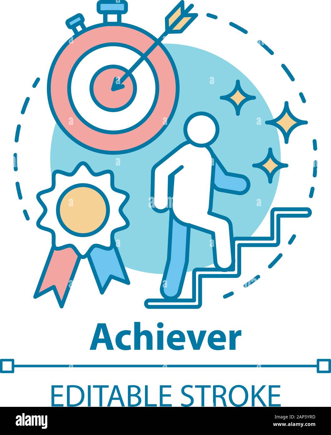 Achiever concept icon. Successful person idea thin line illustration