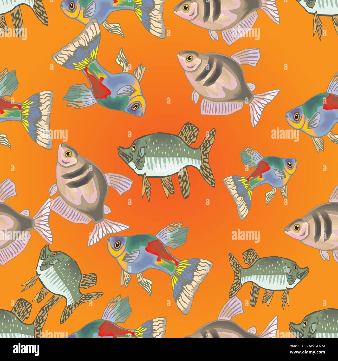 Seamless Of Fish Design Art Decoratonillustration Stock Vector Image