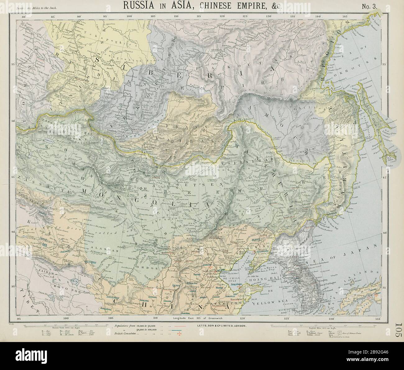 Mongolia Manchuria Russian Far East Korea China Amur Baikal Letts 1884 Map 2B92G46 