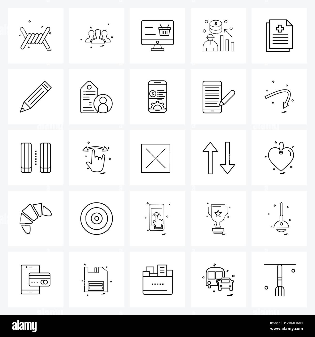 25 Interface Line Icon Set of modern symbols on healthcare, file ...