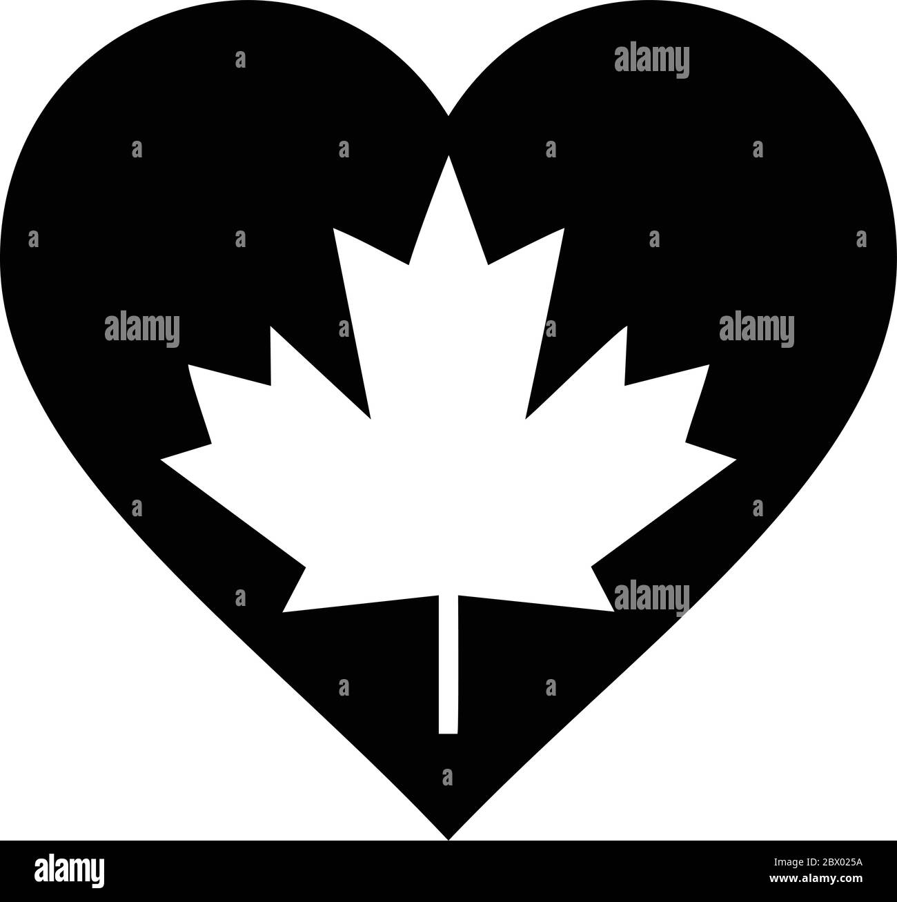 Maple Leaf Heart An Illustration Of A Maple Leaf Heart Symbol Stock