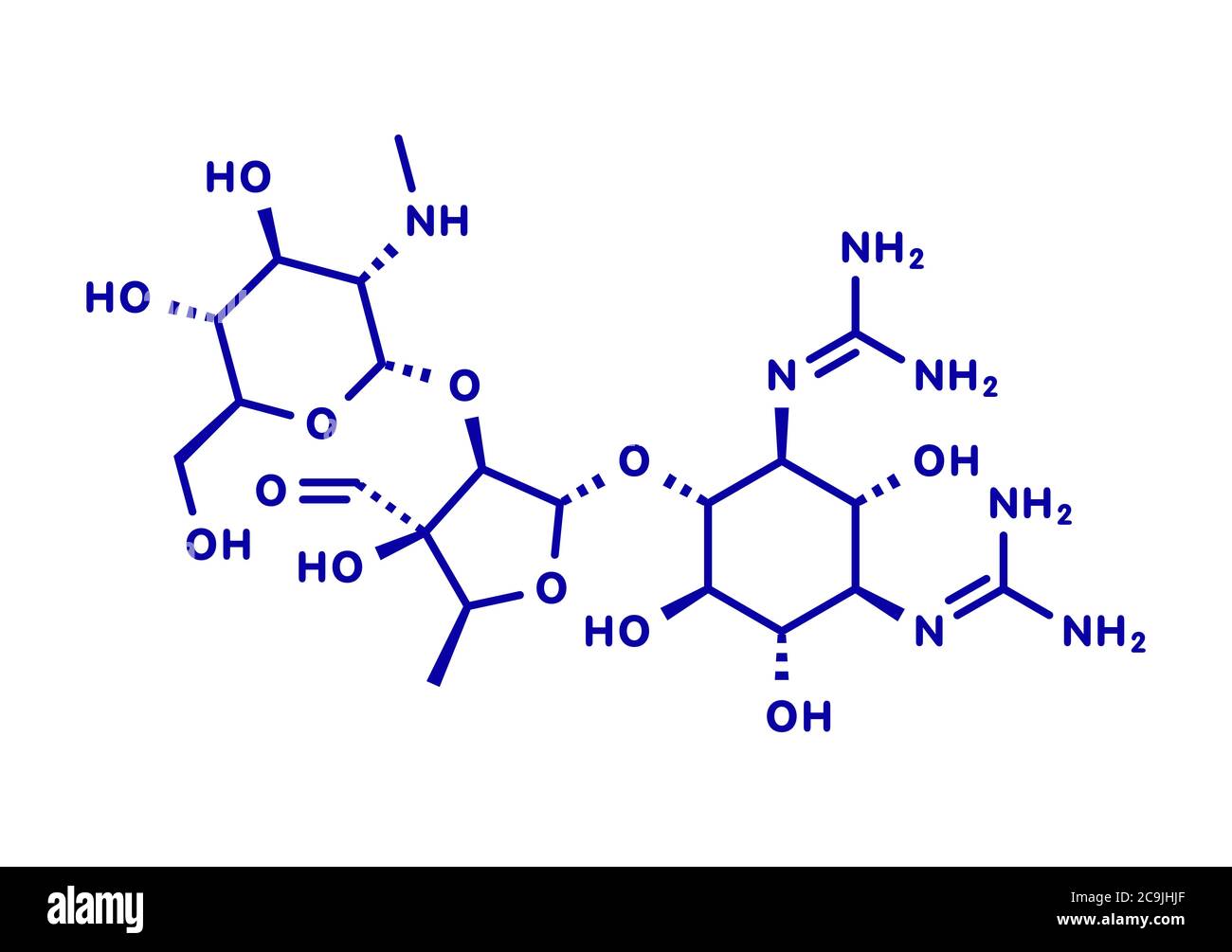 Streptomycin Tuberculosis Antibiotic Aminoglycoside Class Molecule Blue Skeletal Formula On