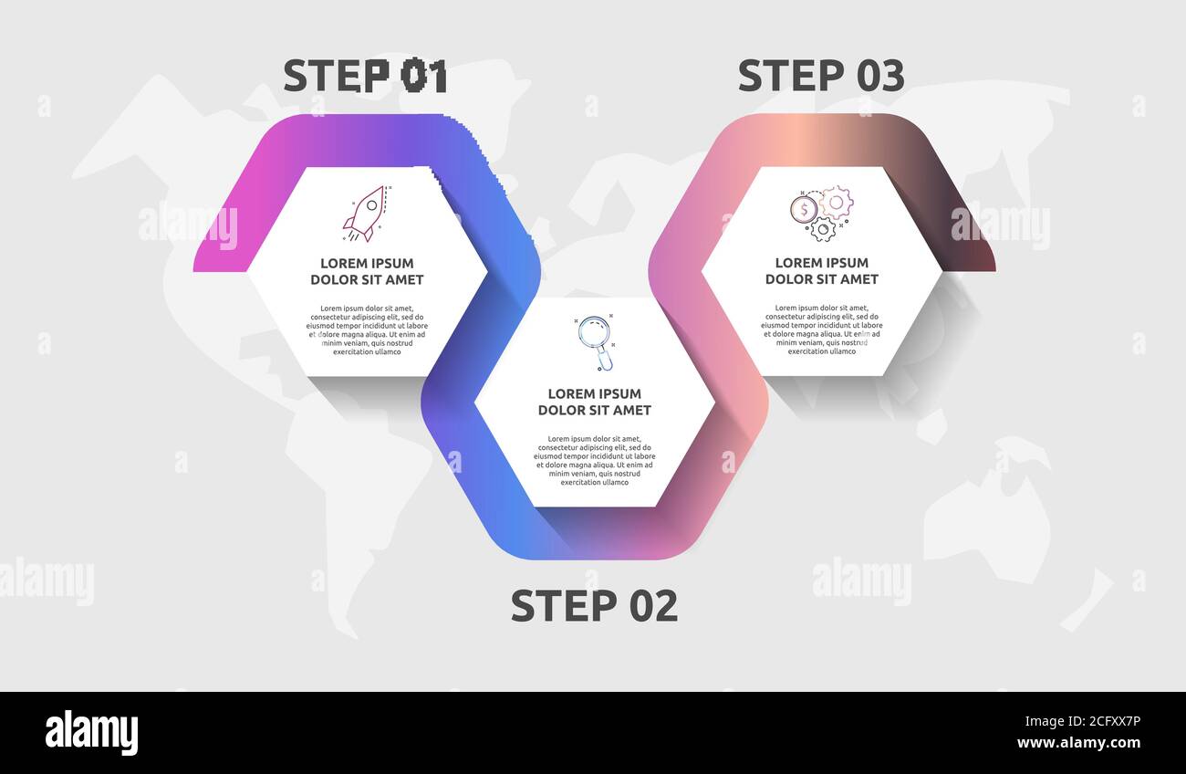 Vector Infographic Template Hexagons For Three Icons Diagram Graph Presentation Business 3328