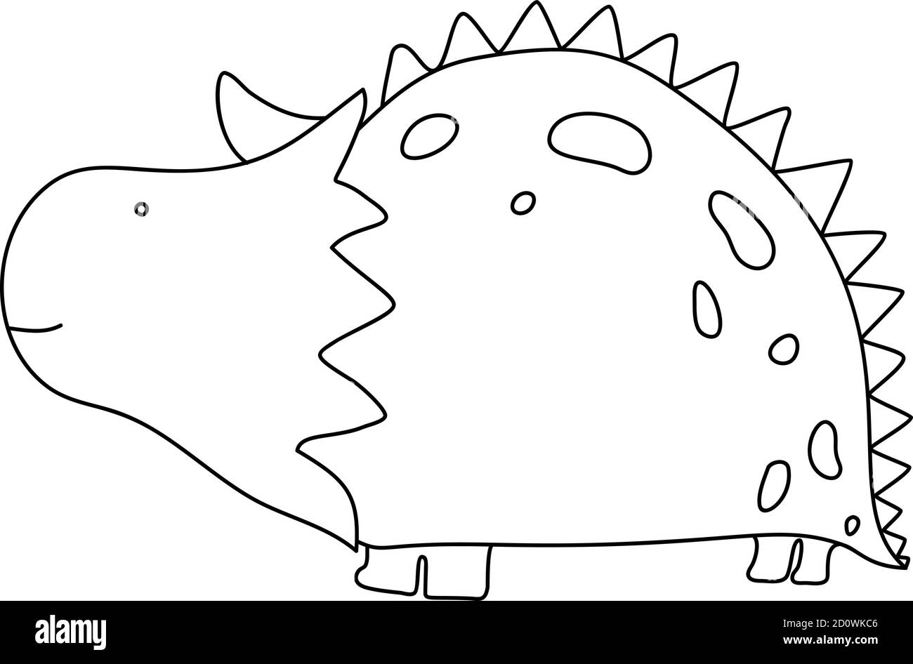 Little cute line dinosaur. Vector illustration for coloring drawing ...