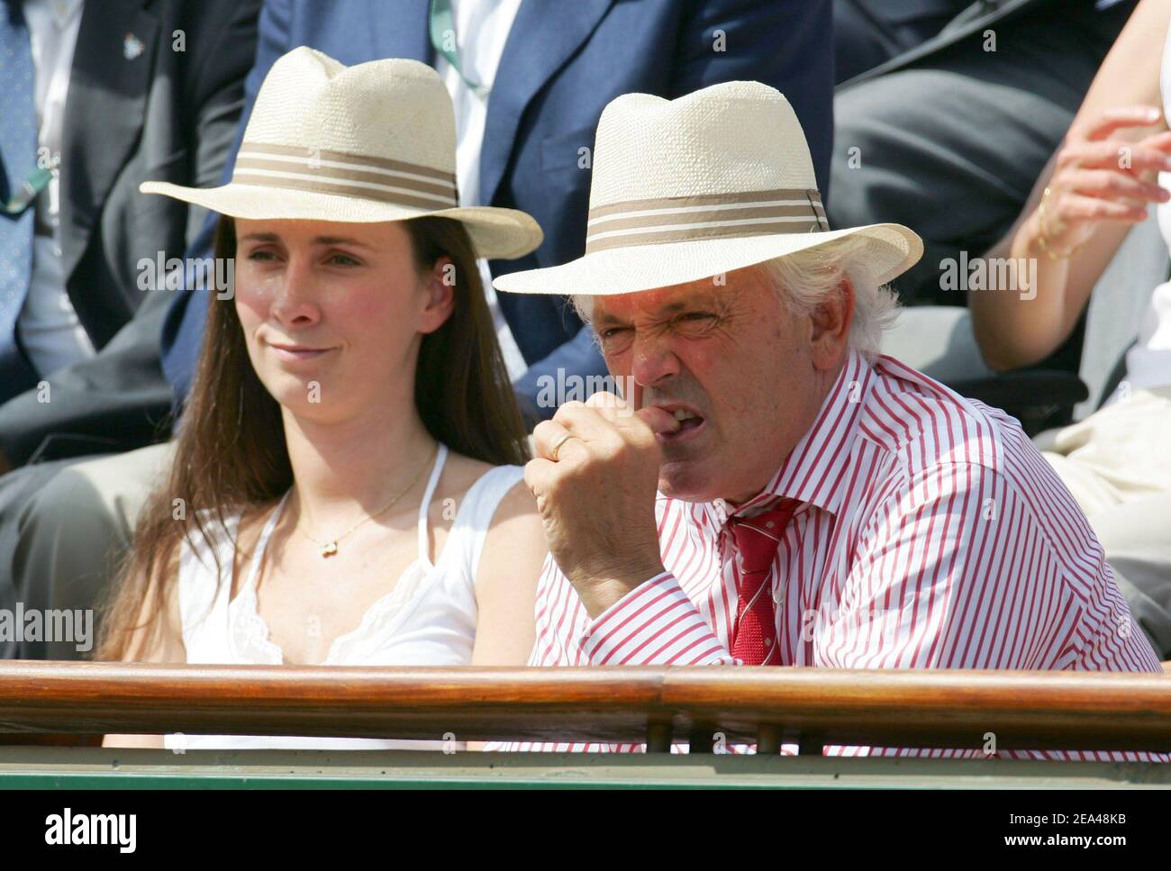 French Tennis Federation President Christian Bimes And His Wife Caroline Attend The Match 