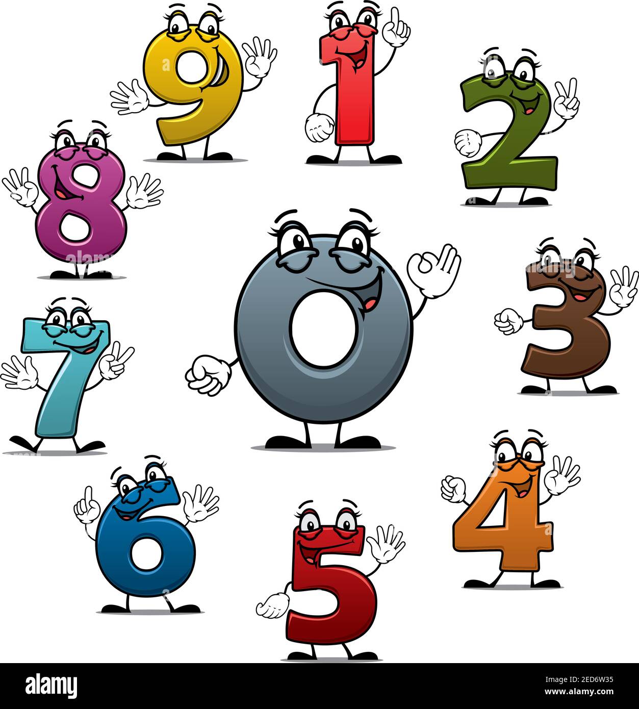 Numbers Icons Of Vector Cartoon Characters Smiling Numerical Figures