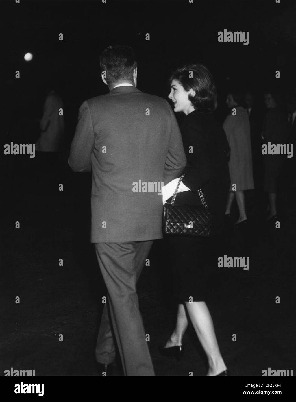 President John F Kennedy Greets First Lady Jacqueline Kennedy Upon Her Return From India Stock 