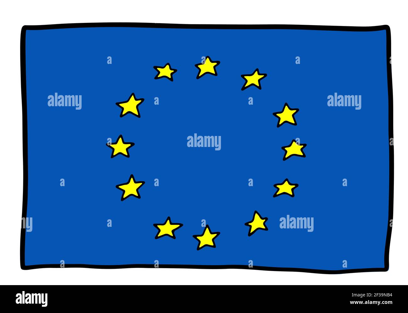European Union doodle flag EU hand drawn icon. Vector illustration