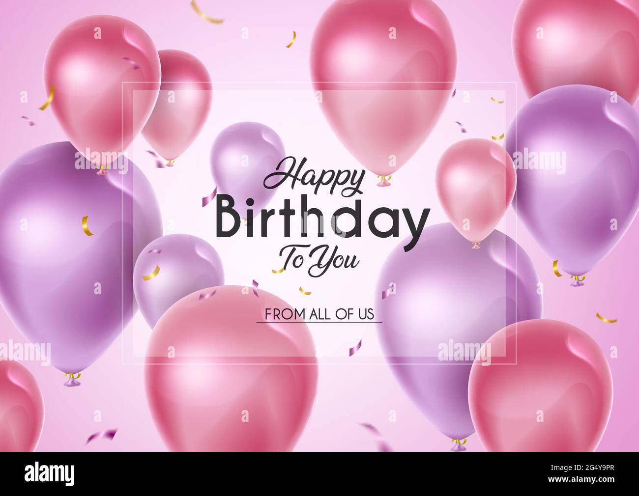 Birthday balloons vector banner template. Happy birthday to you text in ...