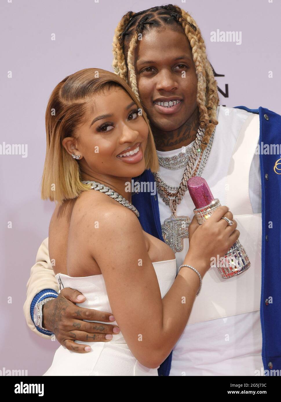 (LR) India Royale and Lil Durk arrives at the BET Awards 2021 held at