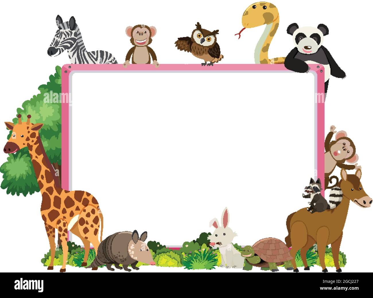 Empty banner with various wild animals illustration Stock Vector Image ...