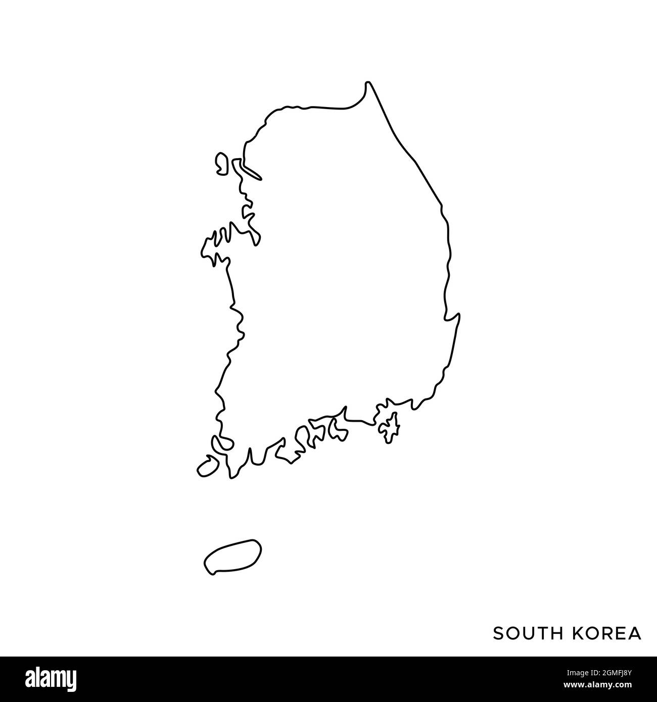 Line map of South Korea vector stock illustration design template