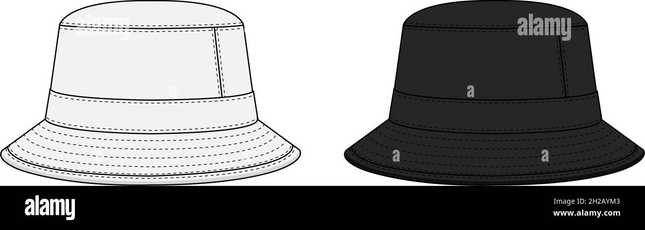 Bucket hat template vector illustration set Stock Vector Image Art