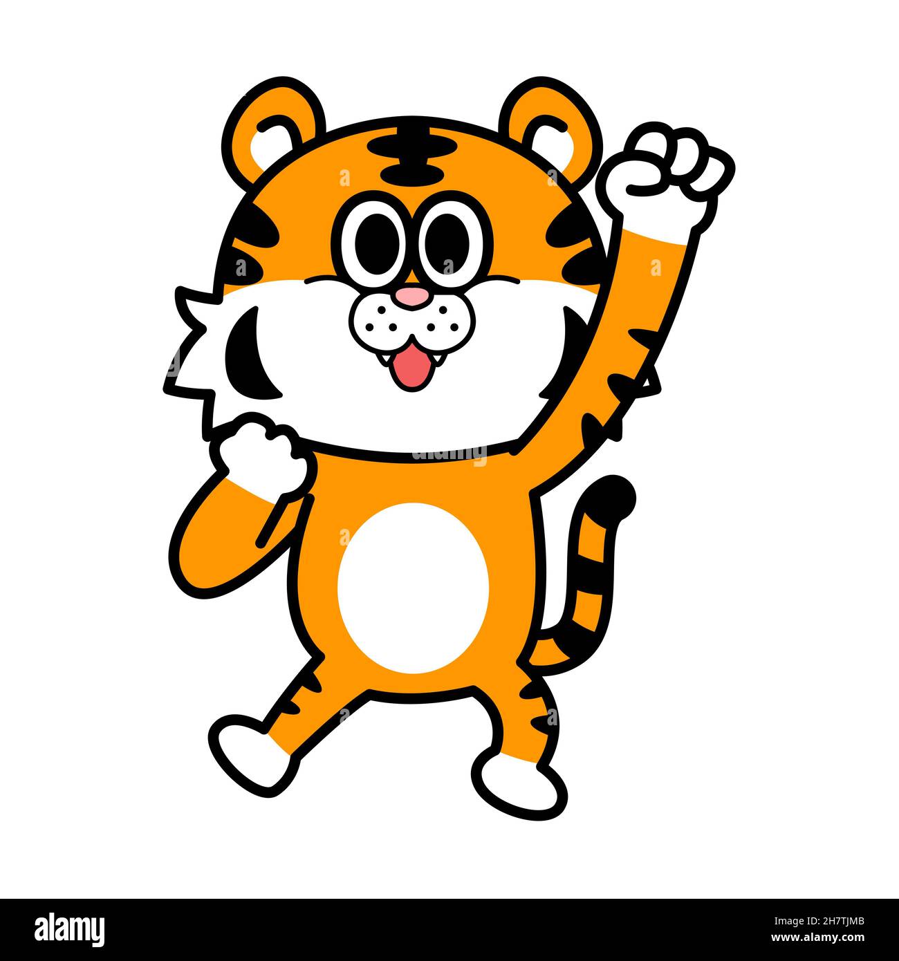 cute tiger emoticon character drawing with motions and emotions Stock ...