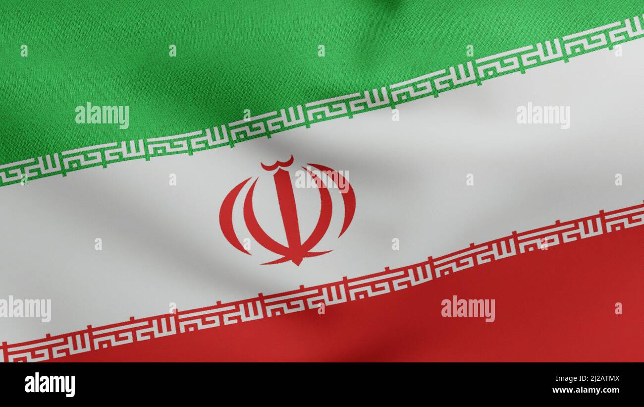 National flag of Iran waving 3D Render, Islamic Republic of Iran flag ...