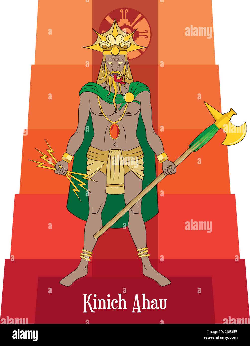 Illustration vector isolated of Mayan god mythology, Kinich Ahau Stock