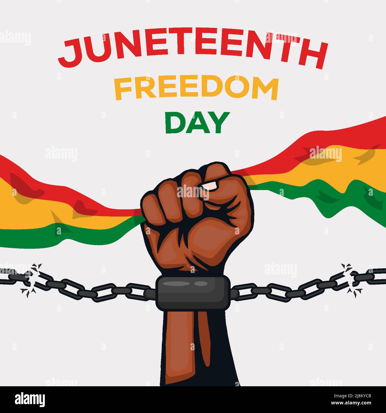 juneteenth design background illustration with strong fist hand breaks ...