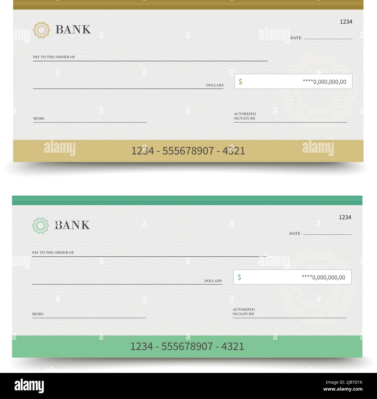 Realistic bank check set isolated on white background vector ...
