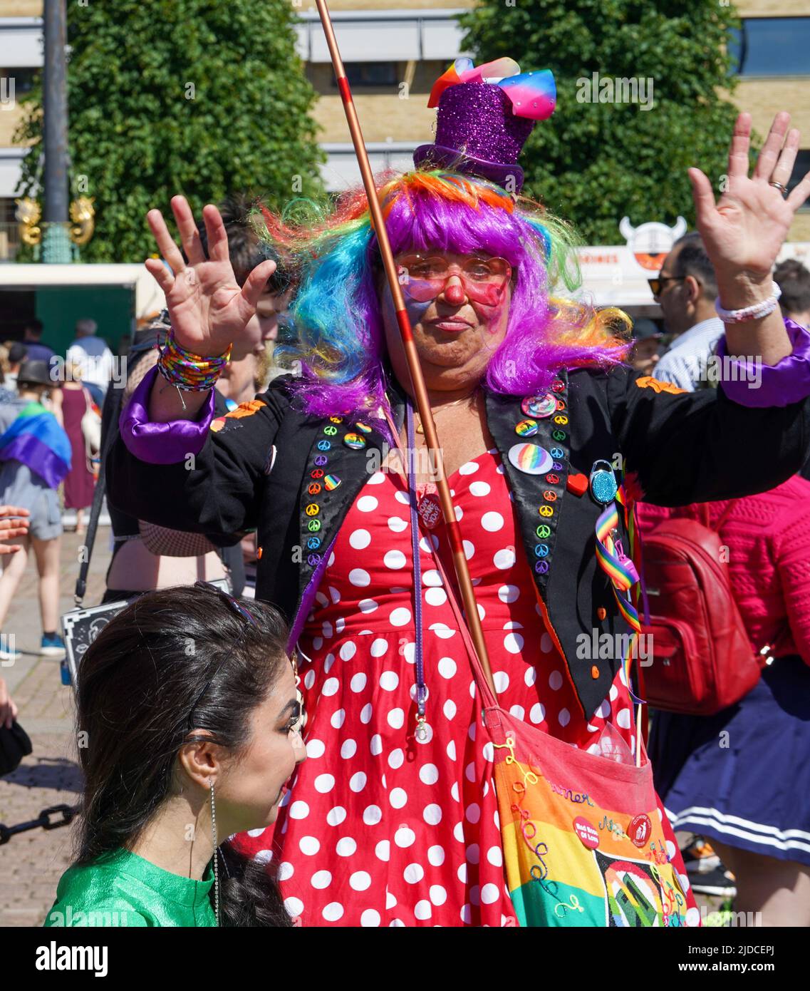 Pride Carnival 2022, Gothenburg - clowns against nazism Stock Photo - Alamy