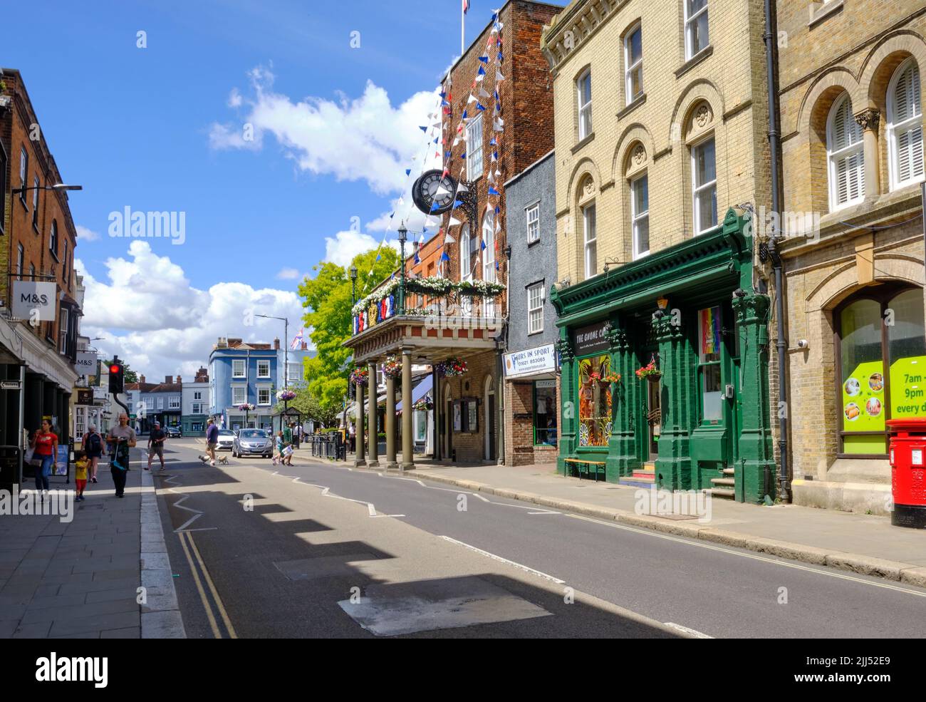 Maldon Essex street view and Moot Hall Stock Photo - Alamy