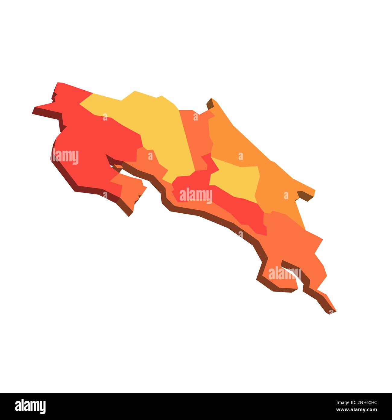 Costa Rica Political Map Of Administrative Divisions Provinces 3d Map In Shades Of Orange 3808