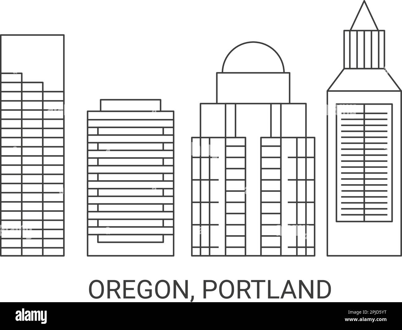 United States, Oregon, Portland travel landmark vector illustration ...