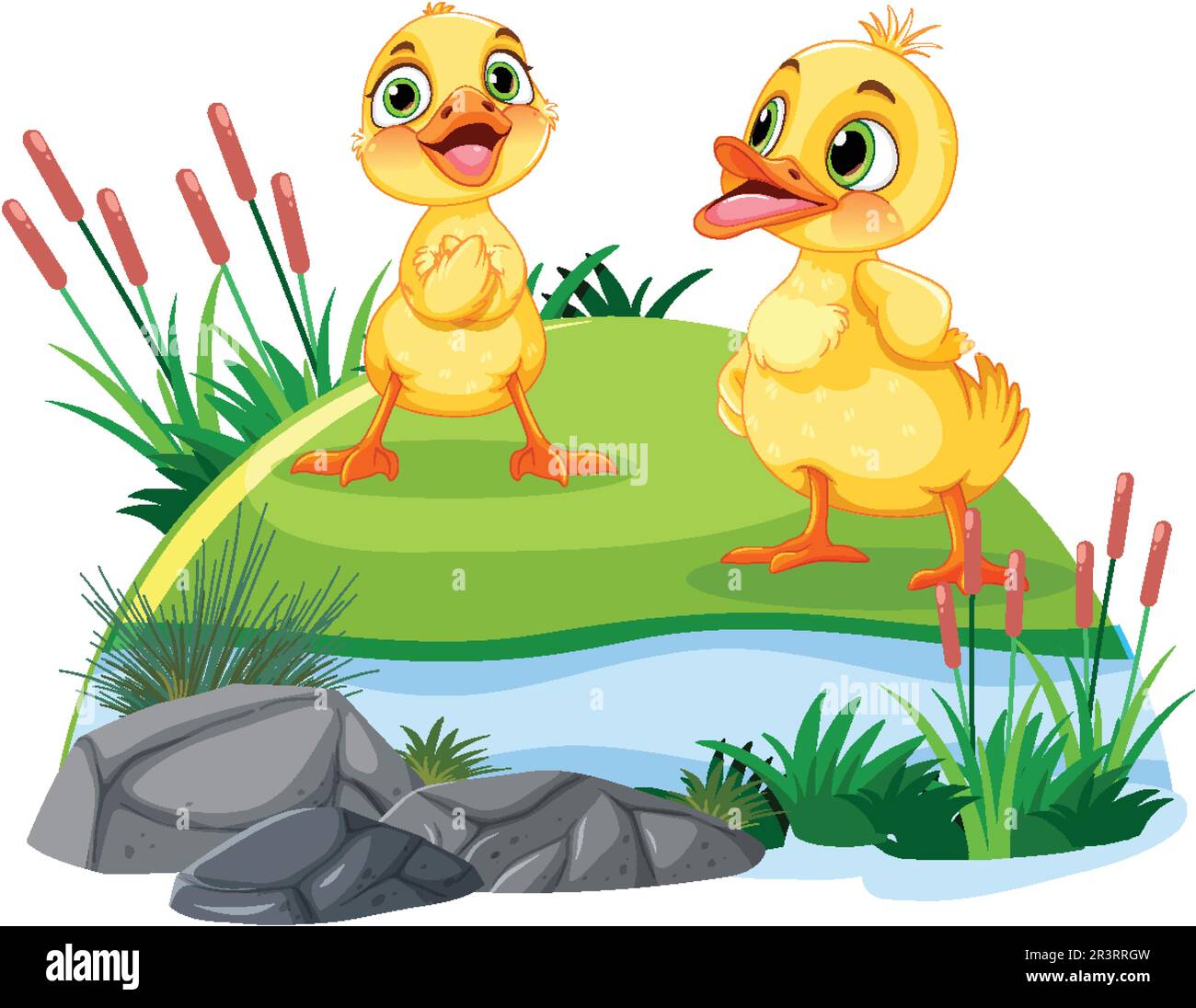 Cute Ducks in the Pond illustration Stock Vector Image & Art - Alamy