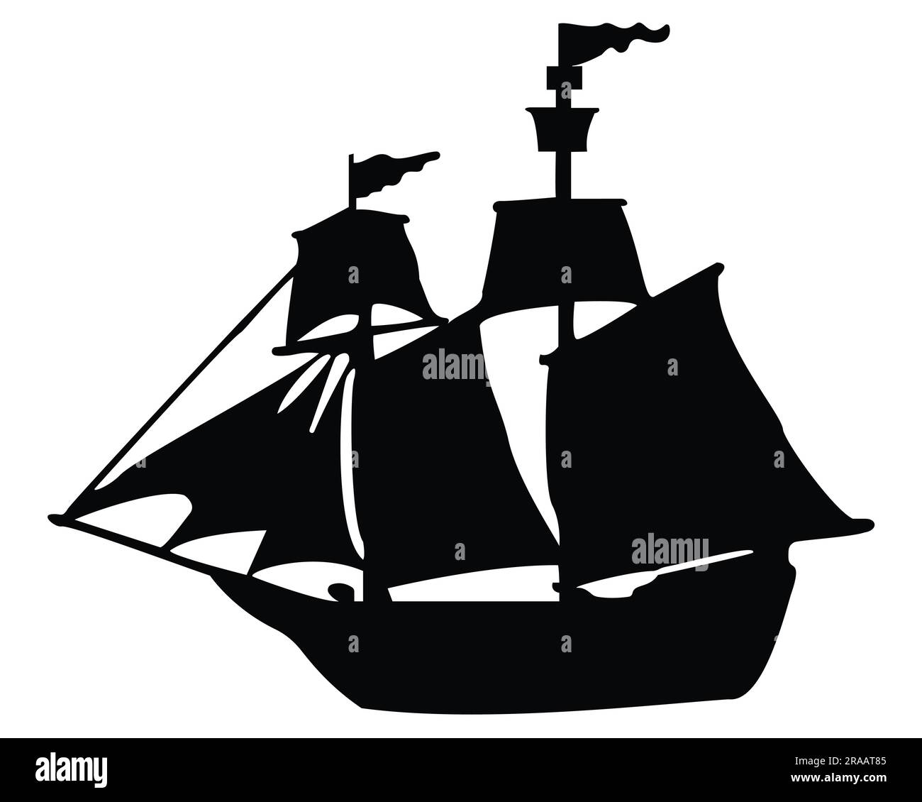 Pirate Ship Silhouette Stock Vector Image & Art - Alamy