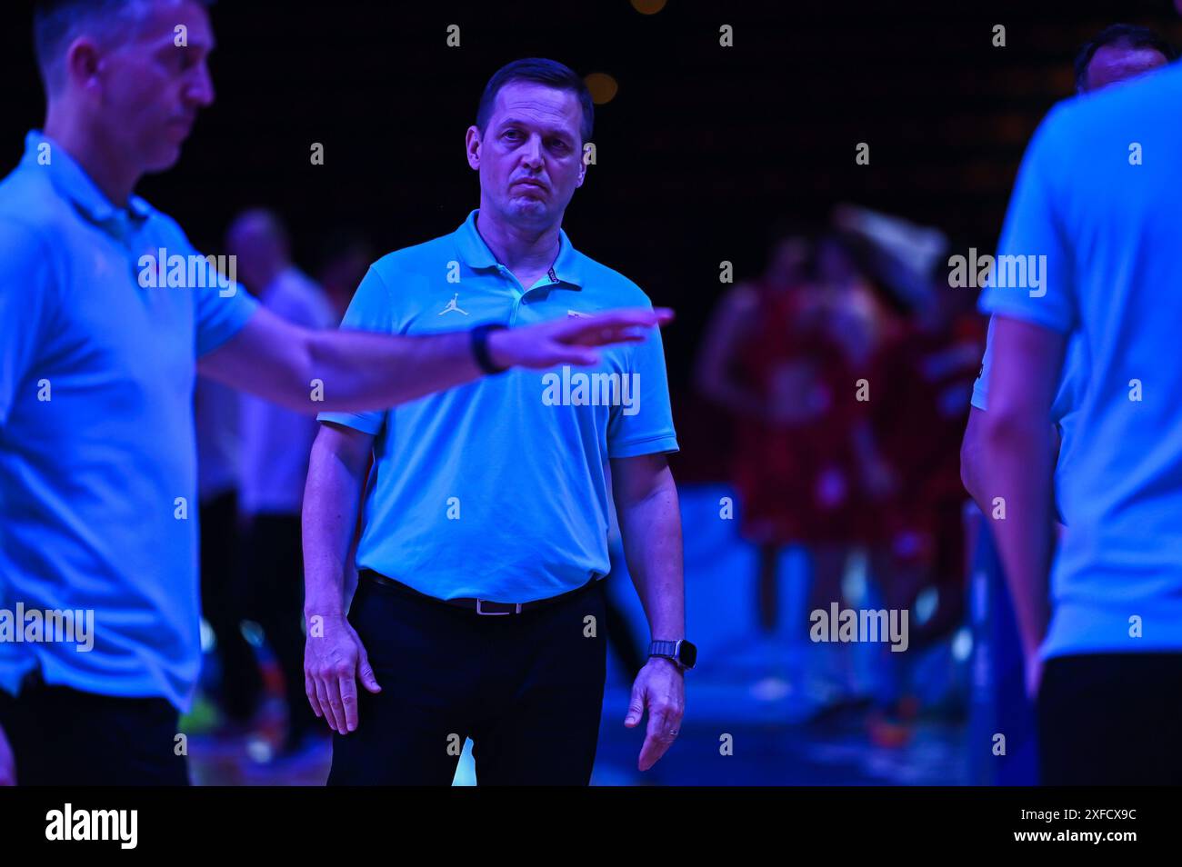 Head Coach Aleksander Sekulic of Slovenia during the FIBA Olympic