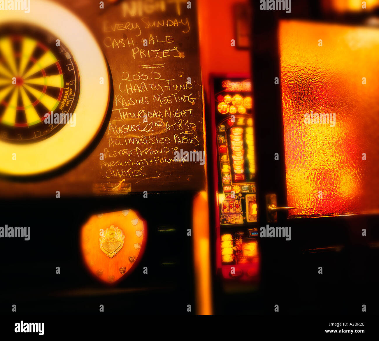 INTERIOR OF ENGLISH PUB WITH DART BOARD Stock Photo Alamy