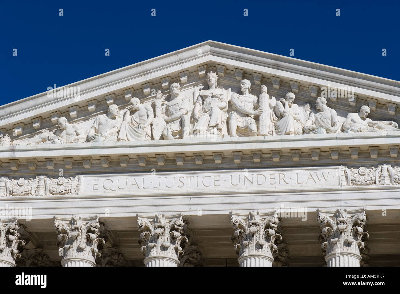 Main Frieze Of The Us Supreme Court Building Washington Dc On The Architrave The Famous Words