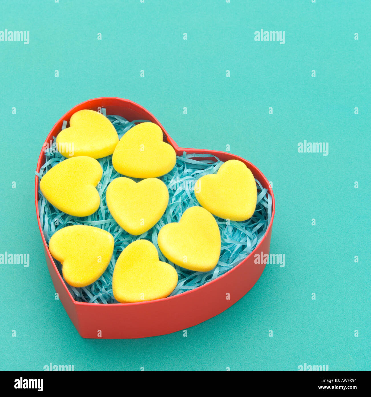 Heart shaped objects in box Stock Photo Alamy