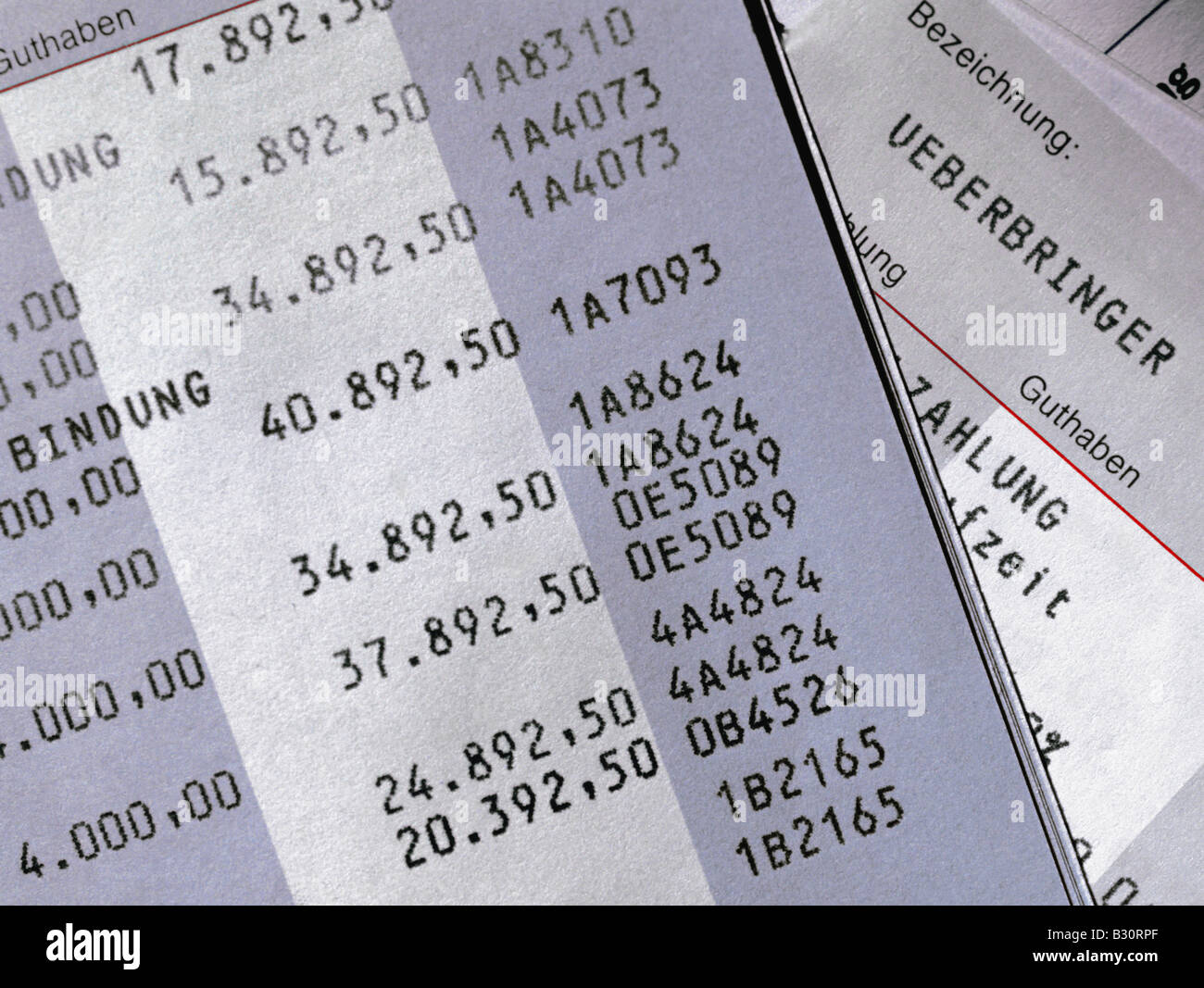 Accounting lines passbook Stock Photo - Alamy