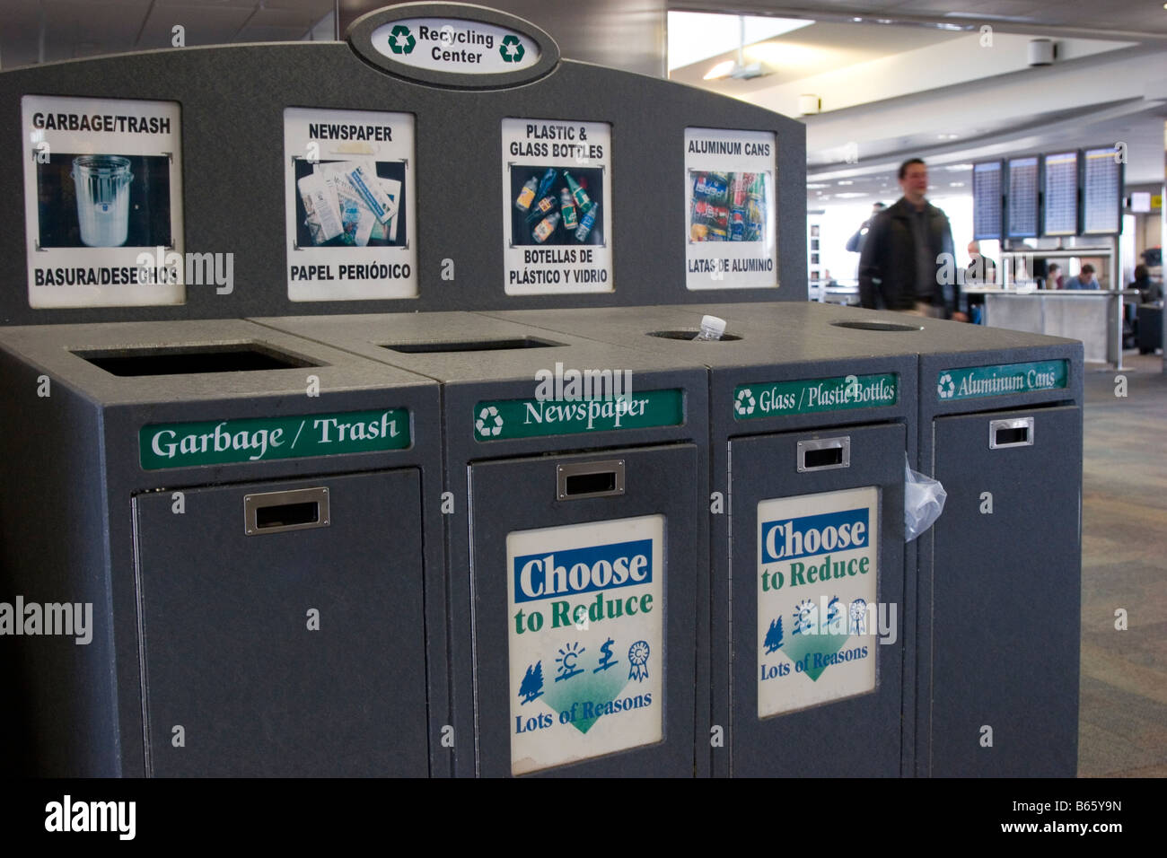 Recycling bins at Denver International Airport, USA Stock Photo Alamy