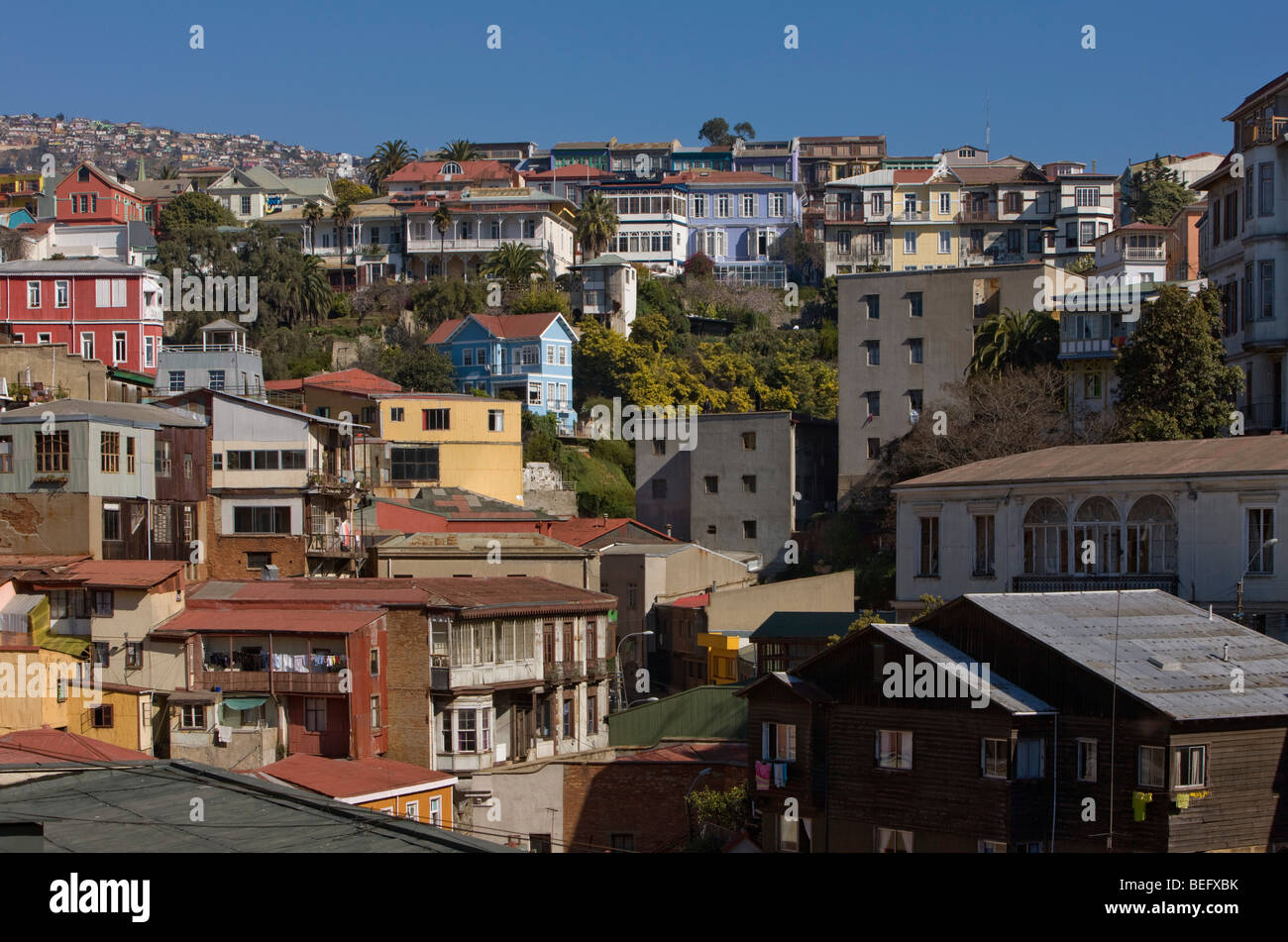 Houses on Cerro Conception, Valparaiso, Chile Stock Photo - Alamy