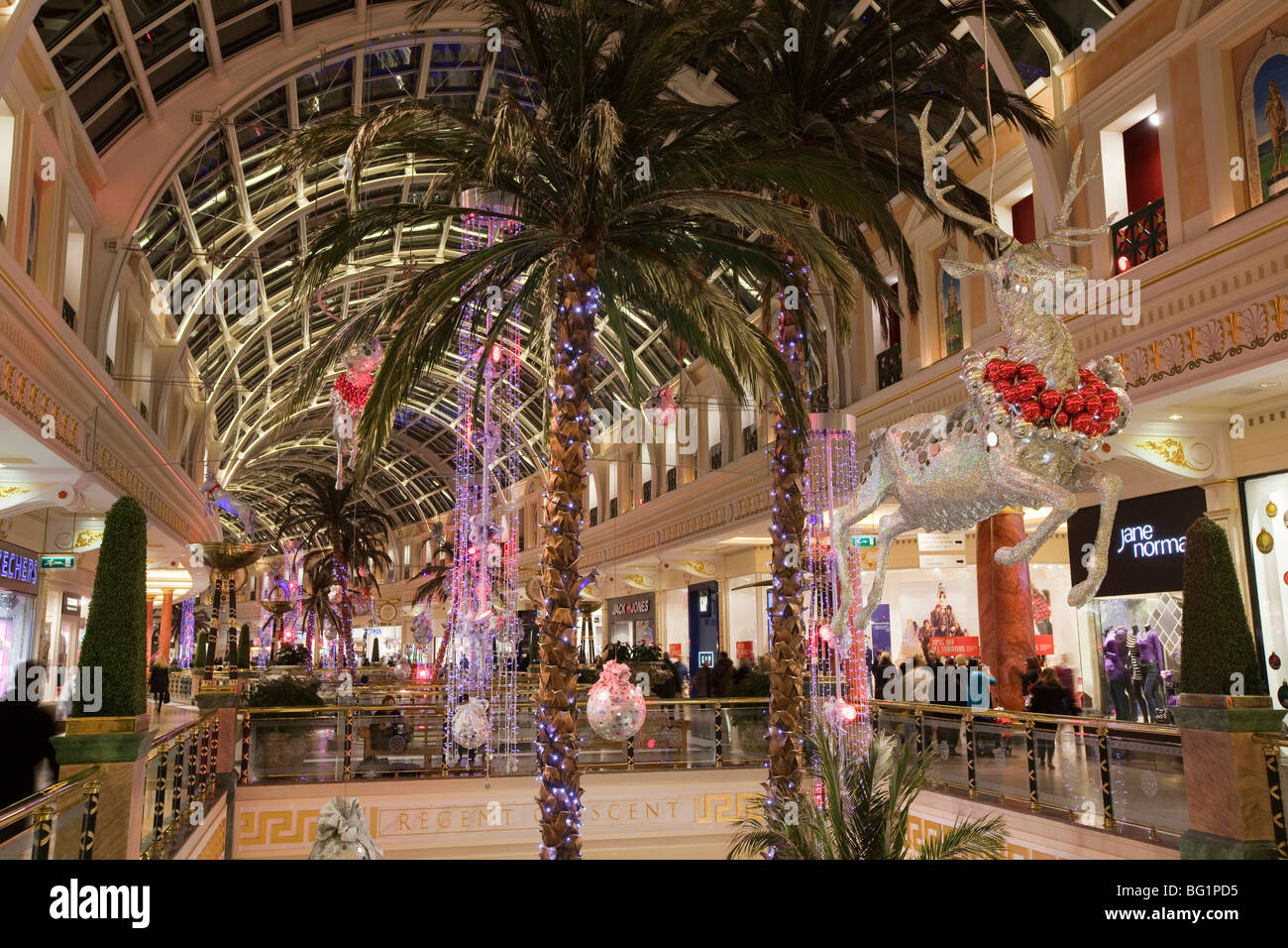 UK, England, Manchester, Trafford Centre, shopping mall decorated for