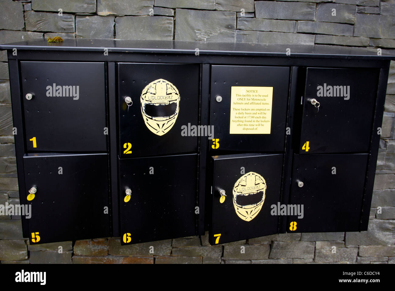 Motor bike helmet storage boxes Stock Photo - Alamy