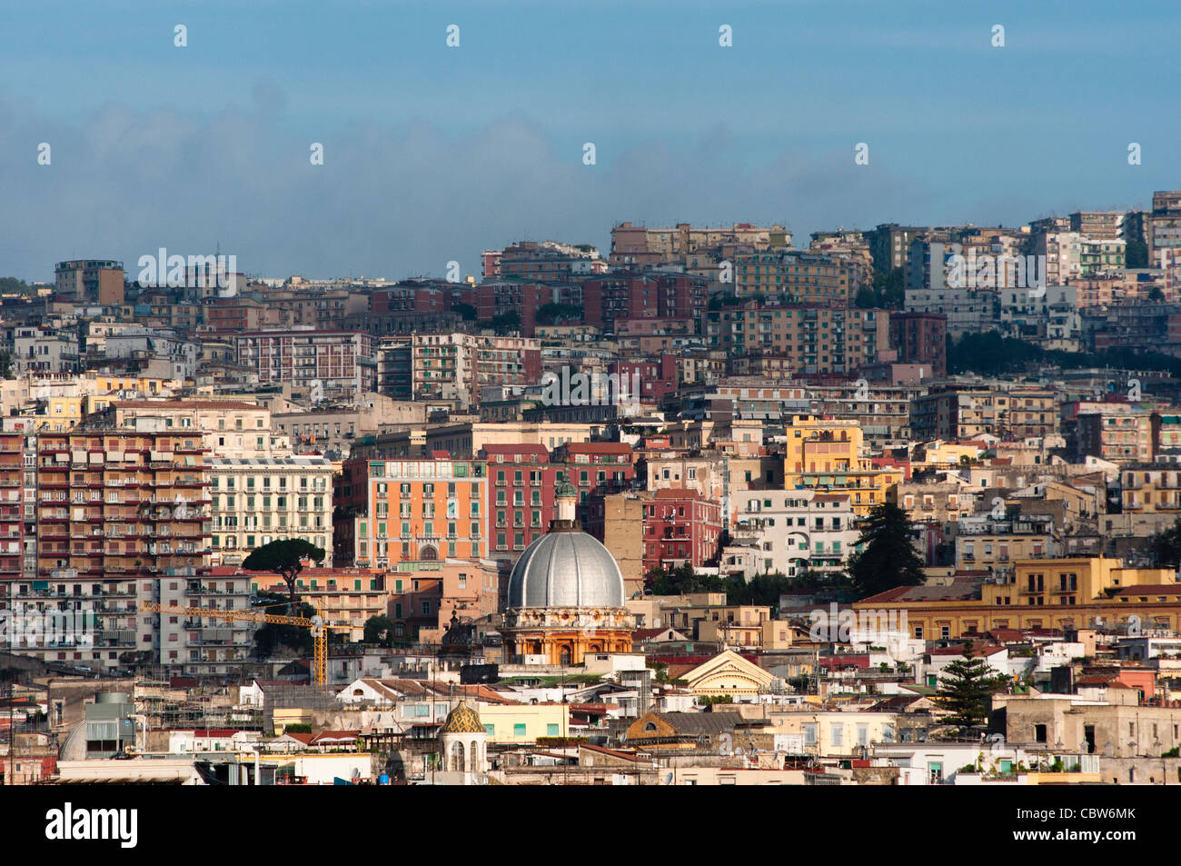 Naples (Napoli) skyline with domes and old buildings. 2011 Stock Photo ...