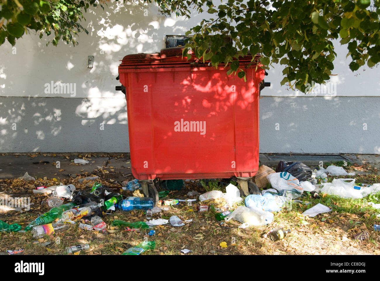 Red dustbin, Warsaw, Poland Stock Photo - Alamy