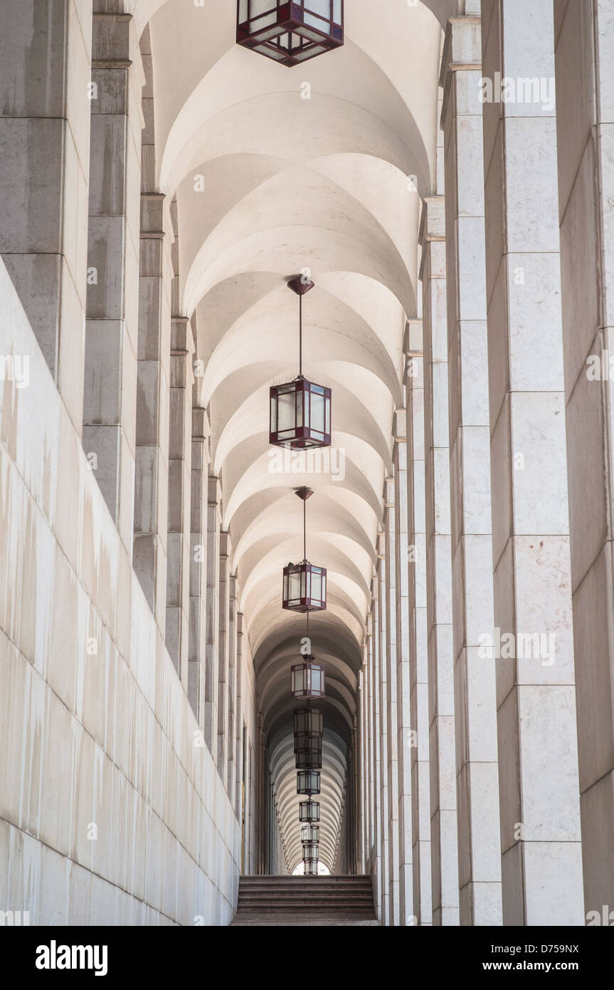 Long white corridor in emblematic building Stock Photo - Alamy