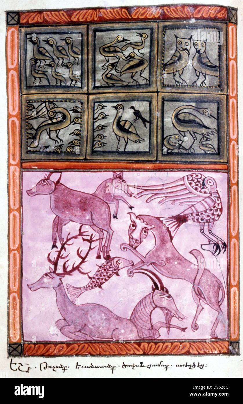 Creation of the animals. Bible: Genesis. Old Testament. From Armenian