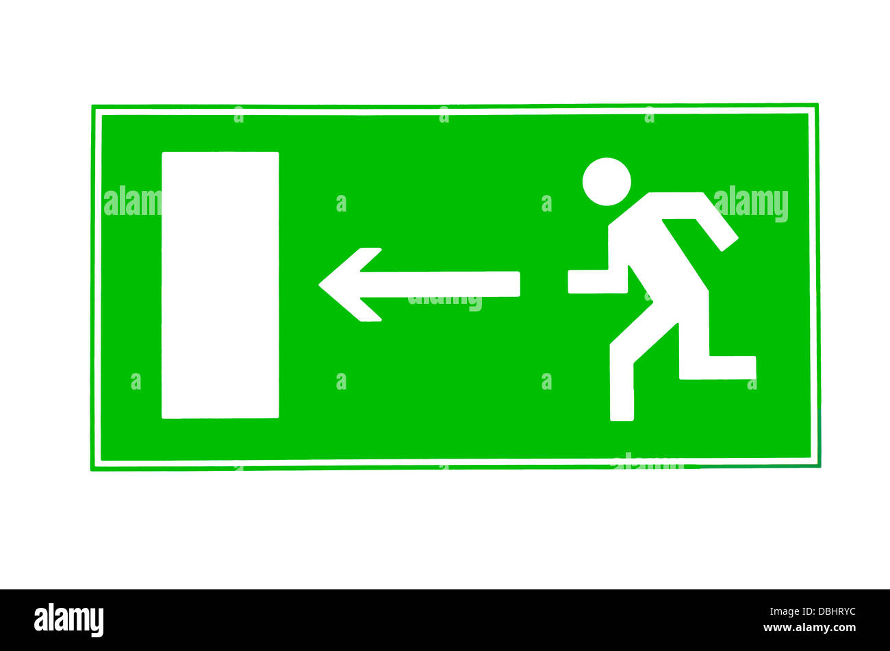 Isolated sign direction of escape Stock Photo - Alamy