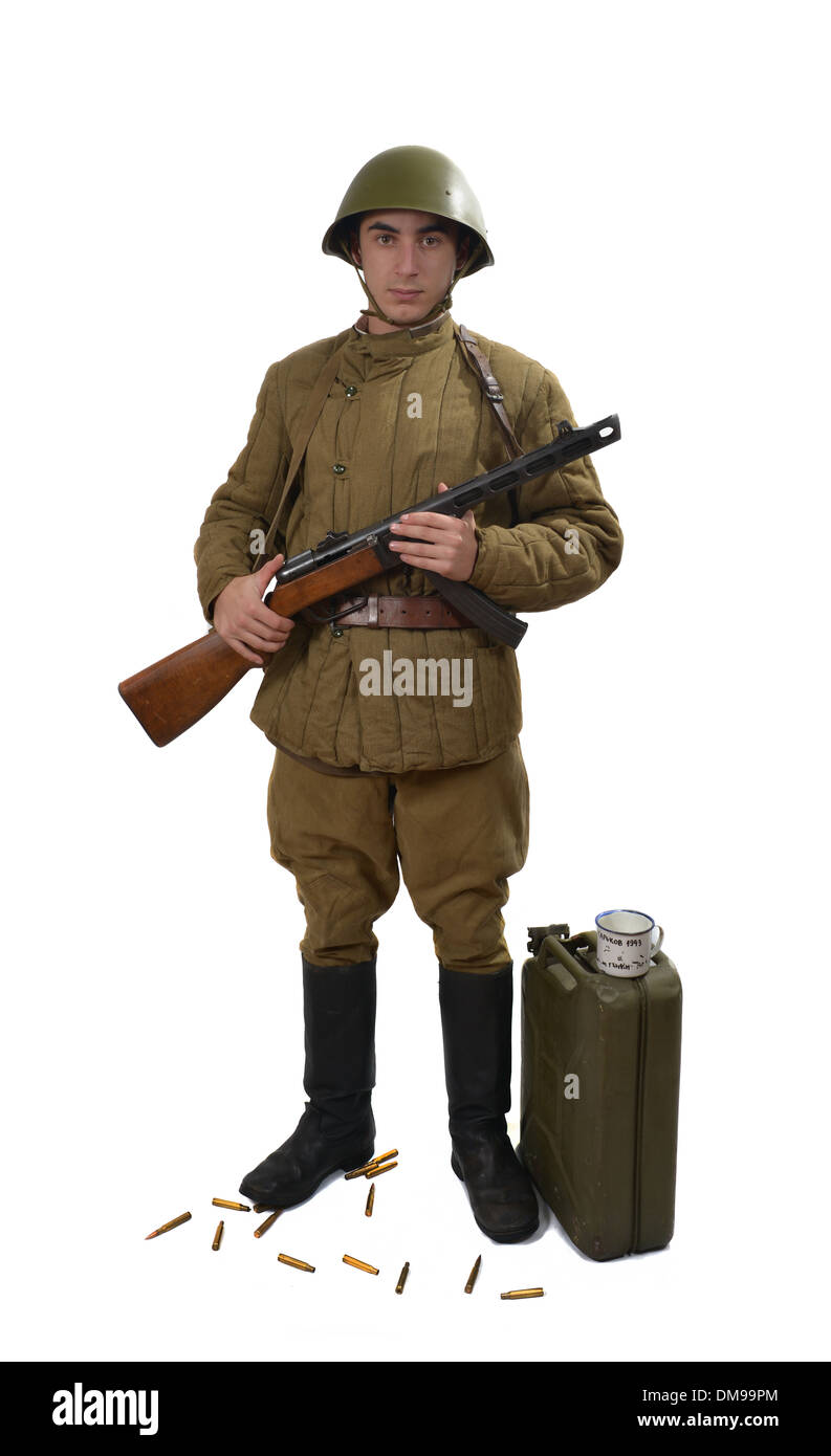 Young Soviet Soldier With His Ppsh 41 He Have A Helmet Stock Photo Alamy