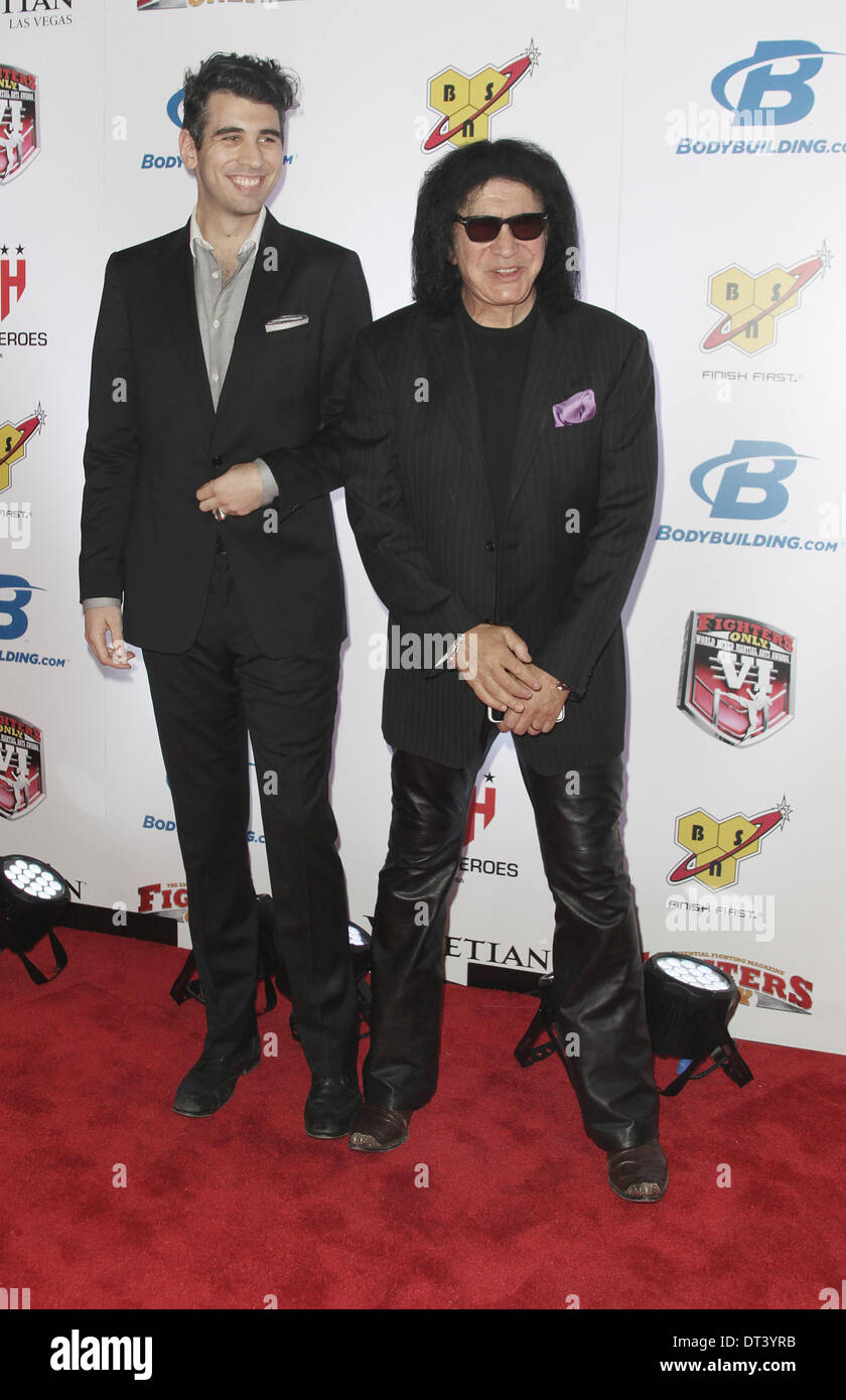 Las Vegas Nevada Usa 7th Feb 2014 Musician Gene Simmons And Son Nick Simmons Attend The 6th 