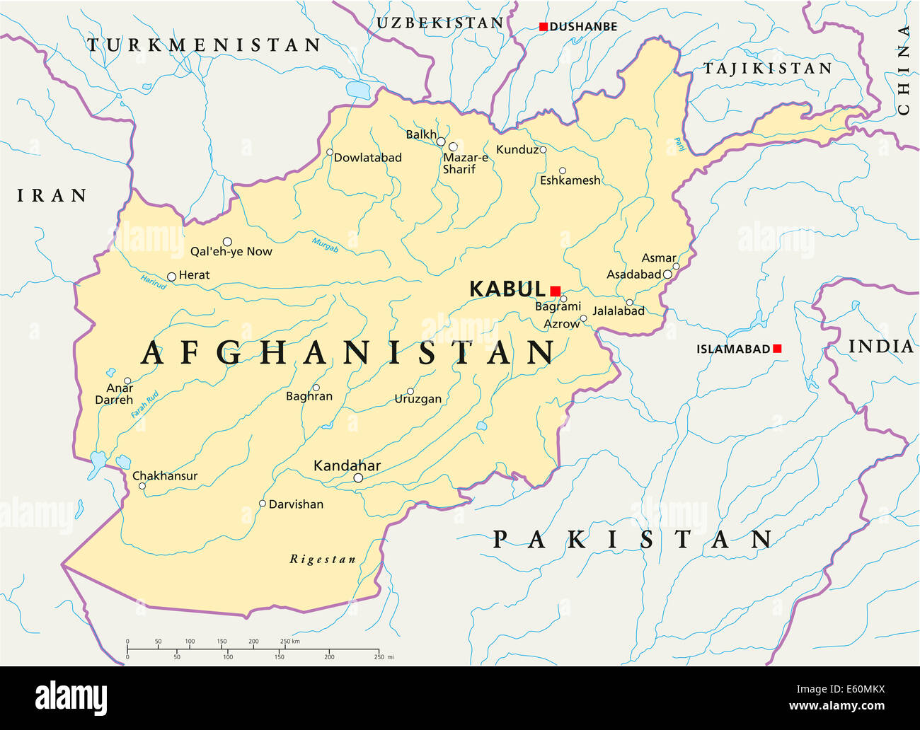 Afghanistan Political Map Stock Photo Alamy