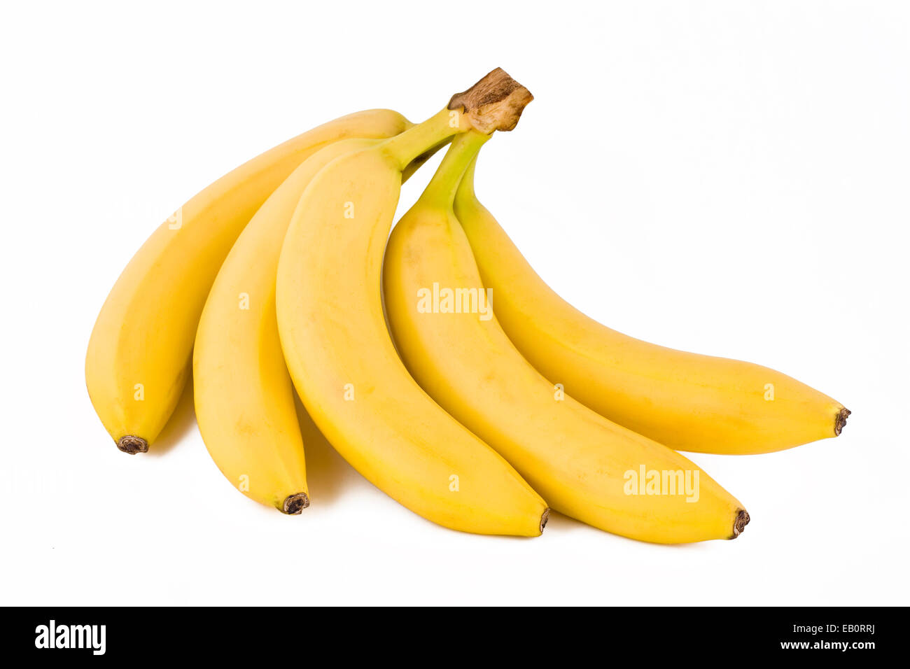 Bunch Of Five Fresh Bananas Tropical Fruits Isolated On White Stock