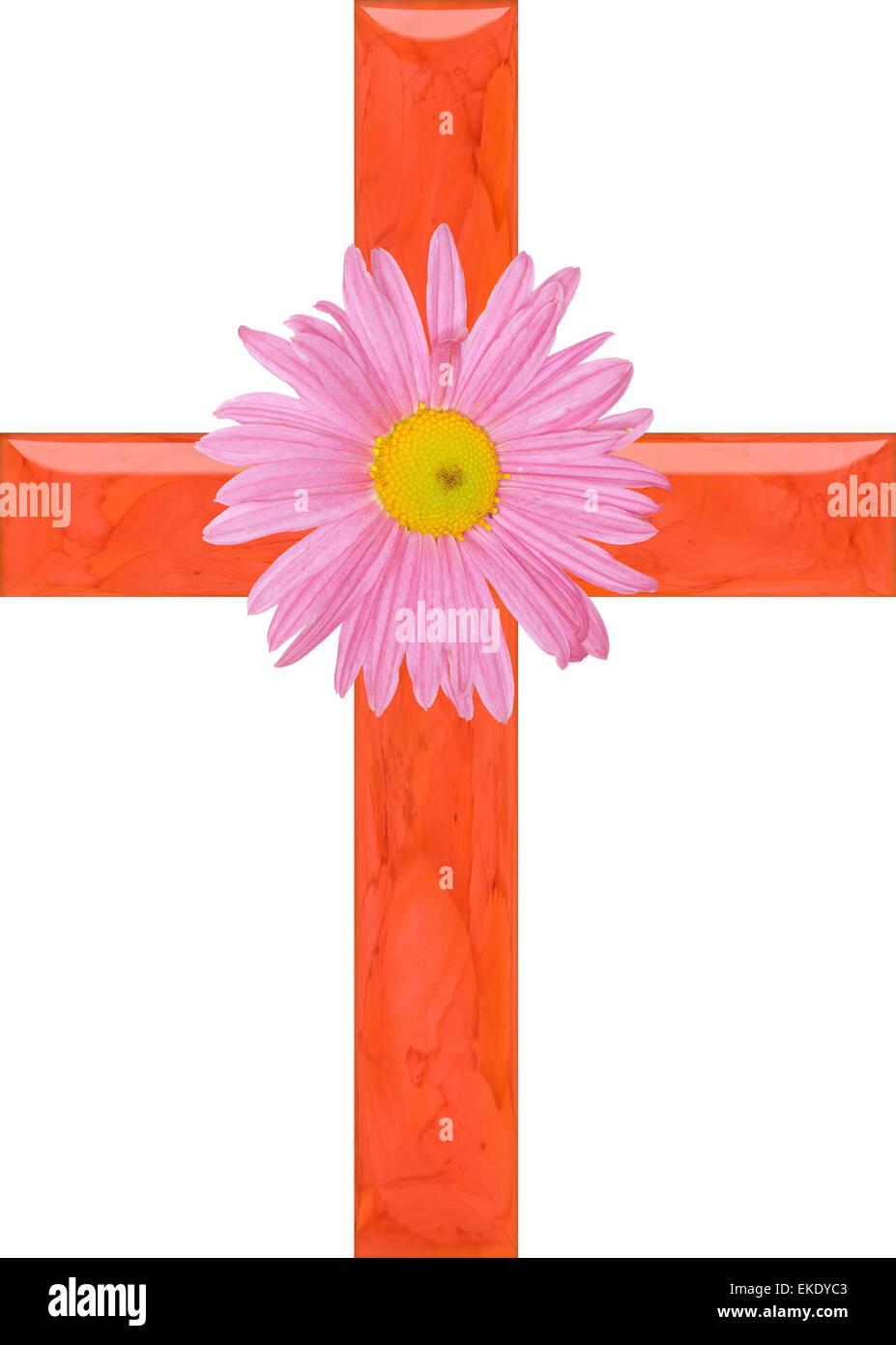 marble red cross with a flower Stock Photo - Alamy