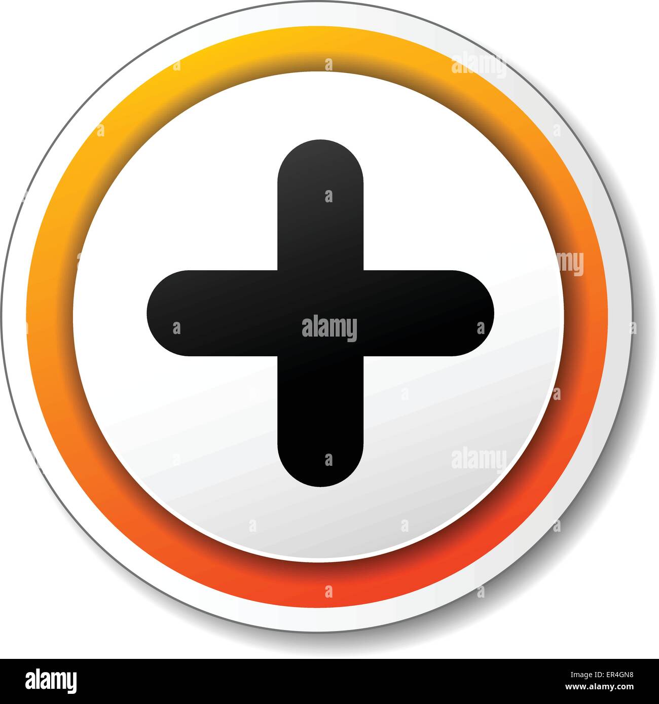 Vector illustration of orange and black icon for plus Stock Vector ...
