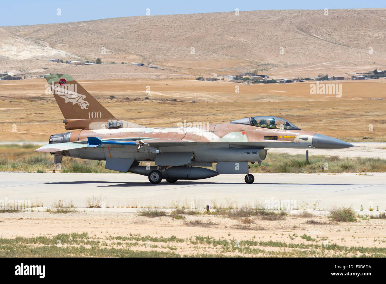 An Israeli Air Force F 16ab Netz Of The 116th Defenders Of The South Squadron Taxiing At