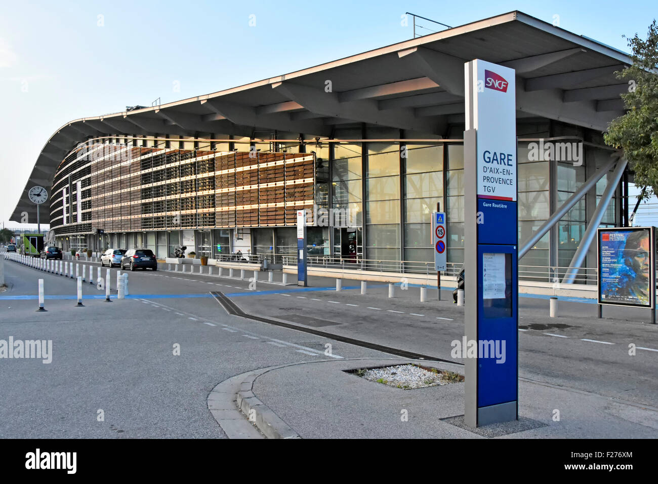 Aix en Provence France TGV train station facade with sncf sign on the